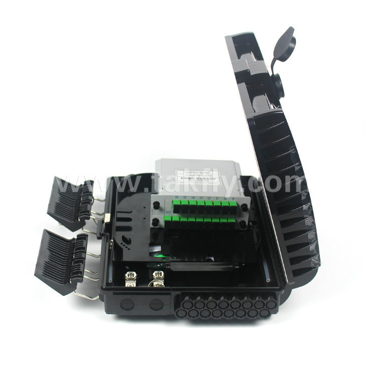 Outdoor IP65 FTTH Black Plastic 16 Core Fiber Optic Distribution Box