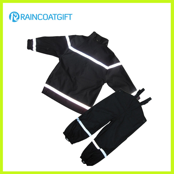 Reflective Boy's PU Rainsuit Bib Pants Raincoat