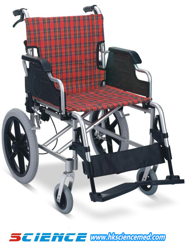 Aluminum Manual Folding Transfer Wheelchair with Drop Back Handle