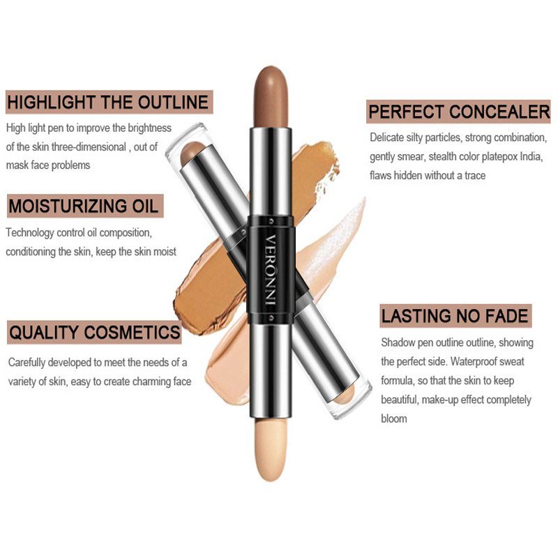 Double-Ended Bronzer 2 in 1 Contour Stick Contouring Highlighter 3D Face Concealer Makeup Full Cover Blemish Pencil Maquiagem