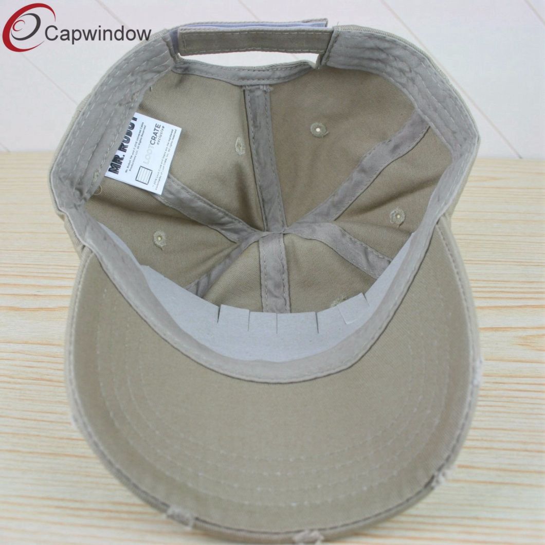 6 Panel Washed Cotton Twill Baseball Cap with Woven label Patch