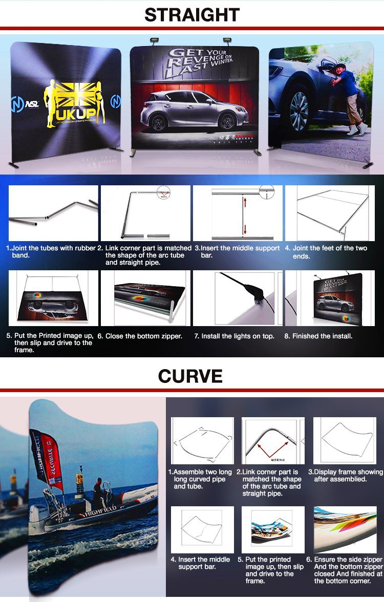 Exhibition Stand Design Magic Tape Pop up Tension Fabric Display