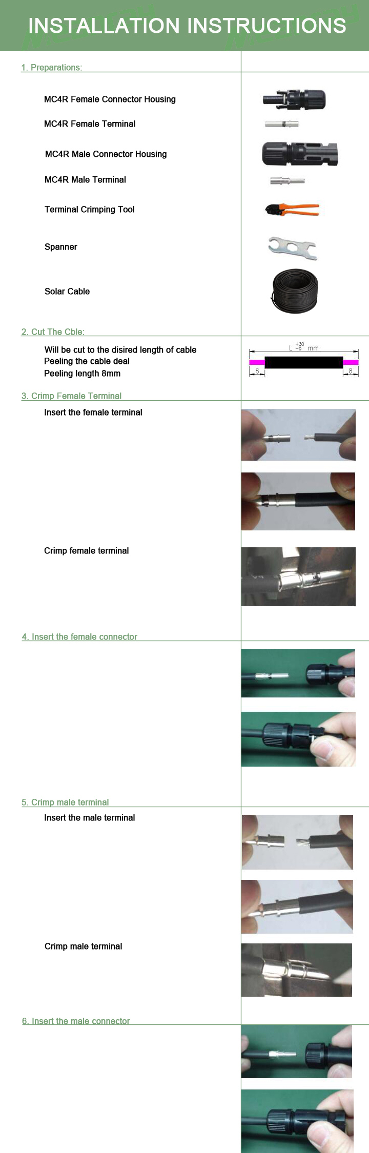 Solar PV Connector Mc4 High Effiency IP 67 Mc4 Connector