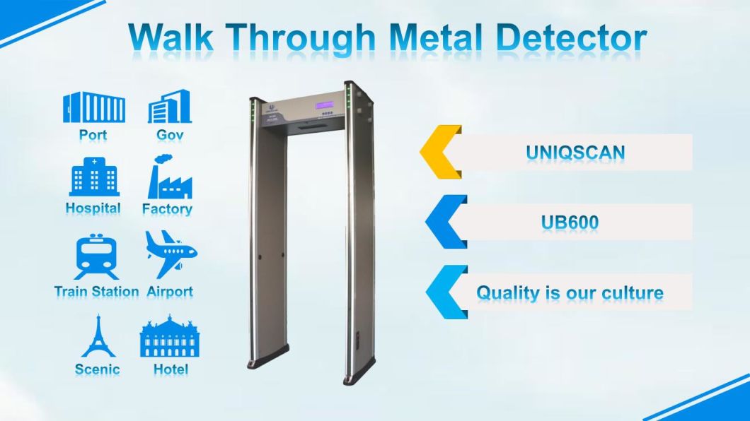 6 LCD Digital Screen Walk Through Metal Detector with 18 Zones