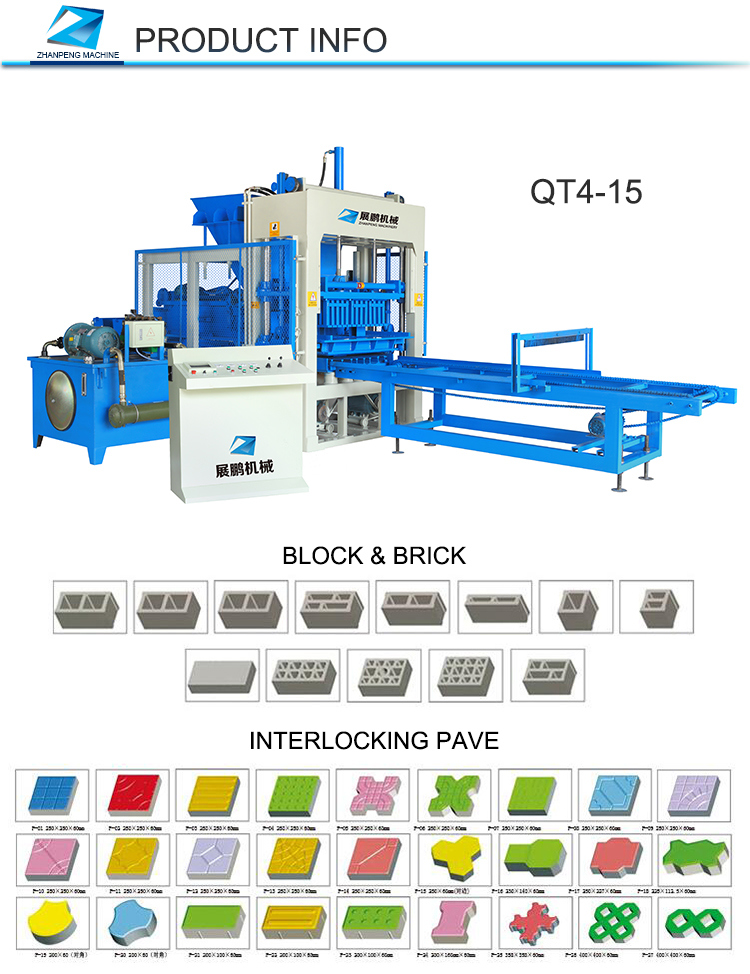 Model Qt4-15 Block Making Machine Interlock Clay Brick Machine