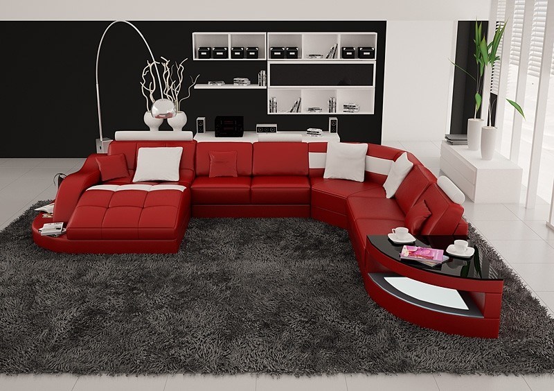 Living Room Sectional Modern Home Leather Sofa