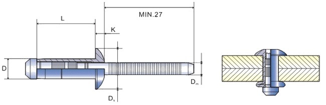 Stainless Steel A2 304 316 Waterproof Hemlok Structural Blind Rivets