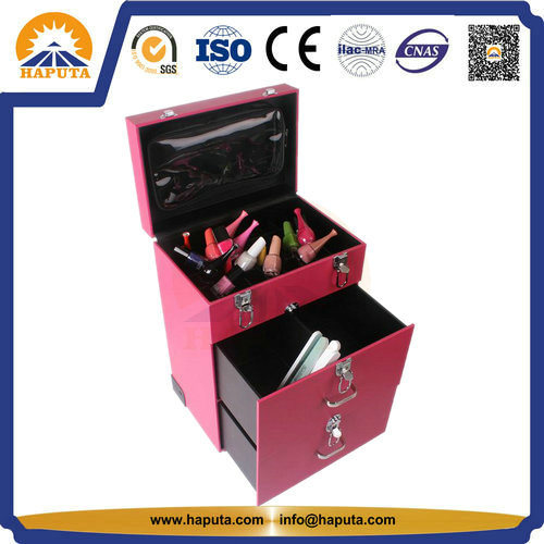 Pink Aluminum Beauty Cosmetic Case for Salon (HB-6202)