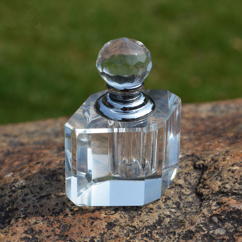 Transparent Crystal Simple Perfume Bottle Cut Faceted Glass Craft