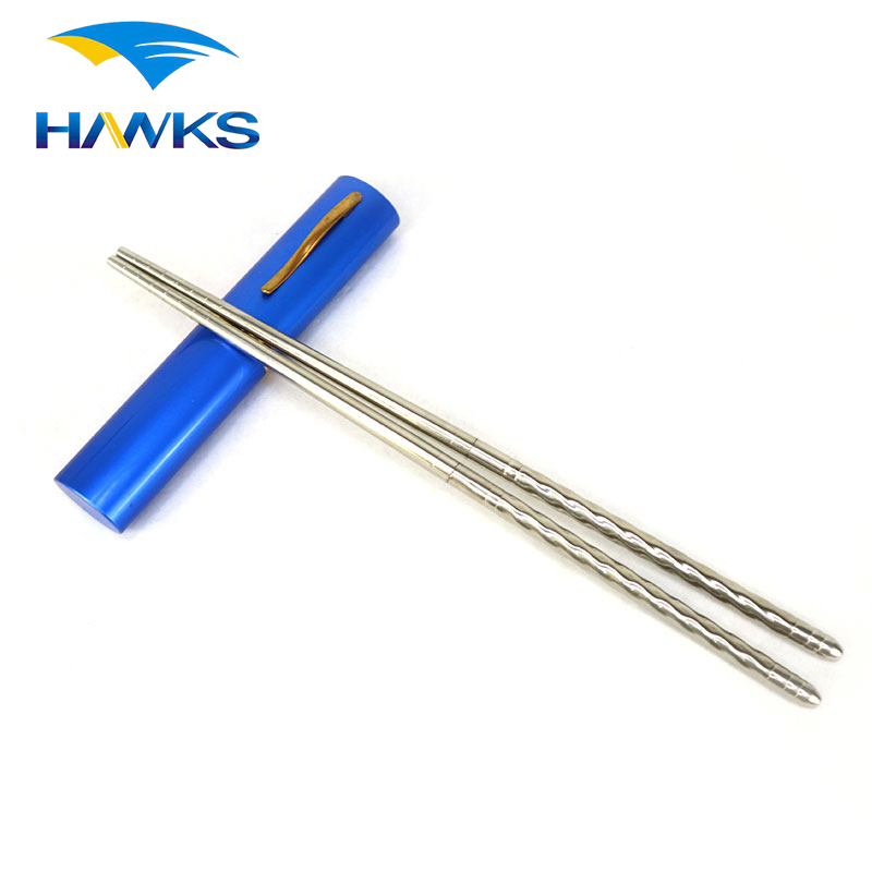 CL1Y-CS203M Hawks Stainless Steel Folding Chopsticks Camping Portable Chopsticks