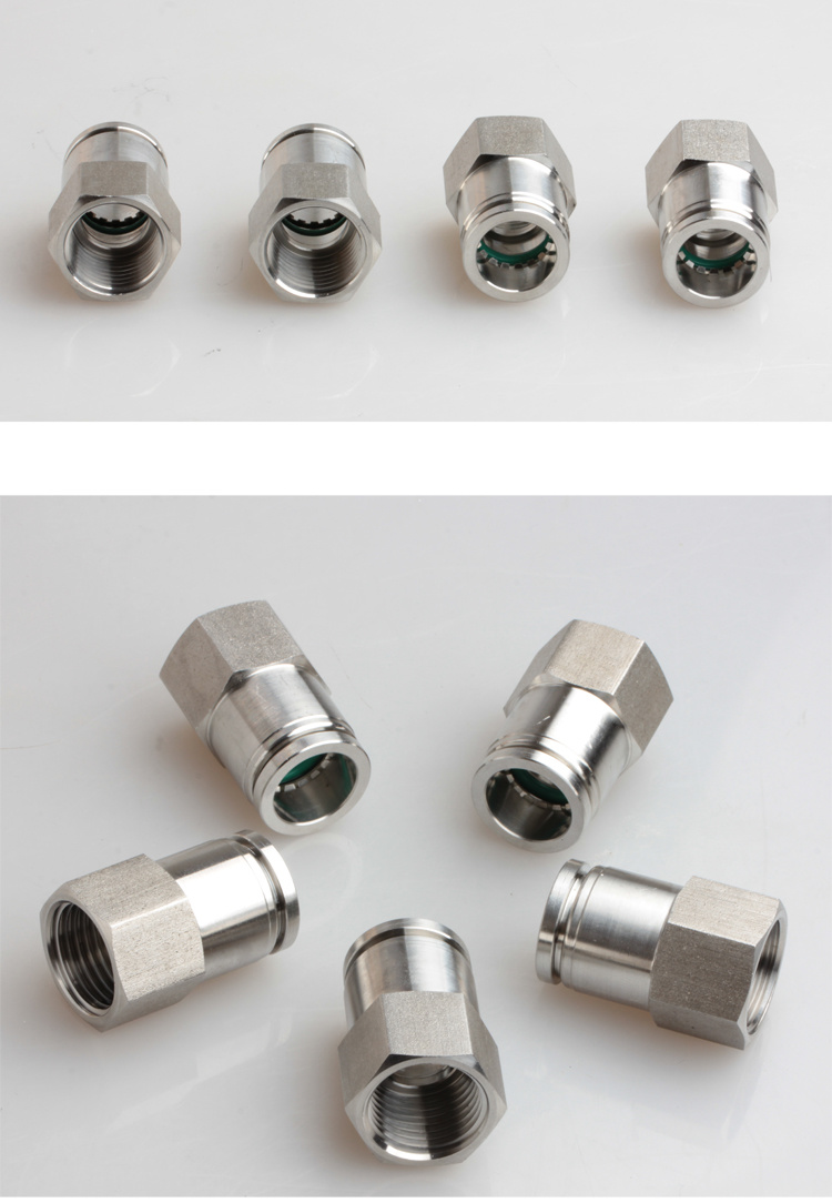 Metal Push in Connector Female Straight Fitting 1/2