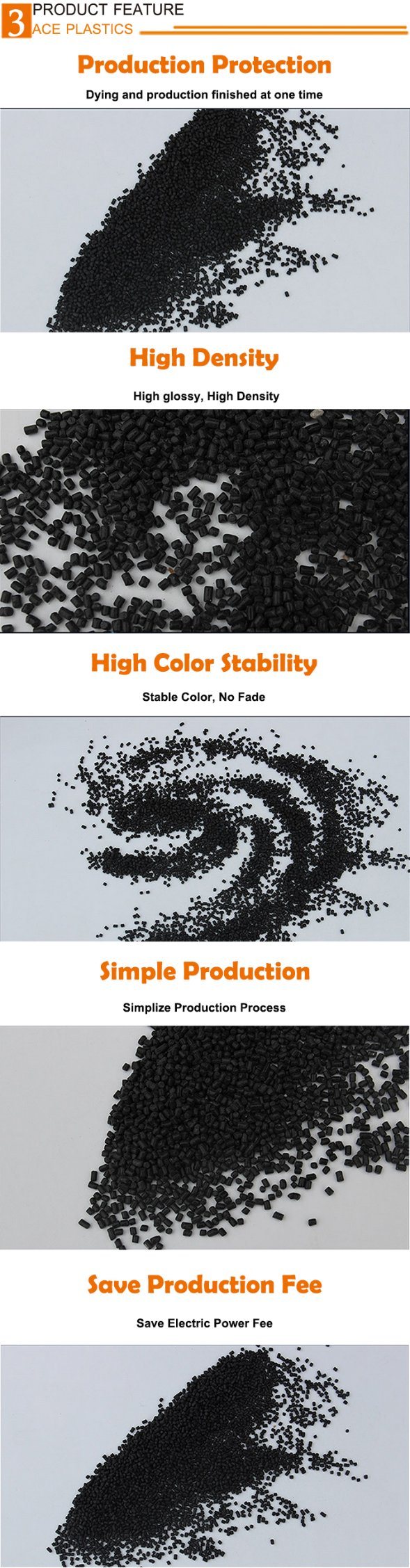 Recycled LLDPE LDPE HDPE Plastic Granules Black Masterbatch for Shopping Bags