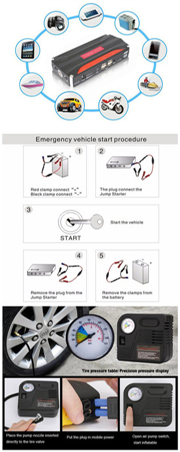 Auto Inflator Pump 69800mAh EPS Emergency Car Jump Starter