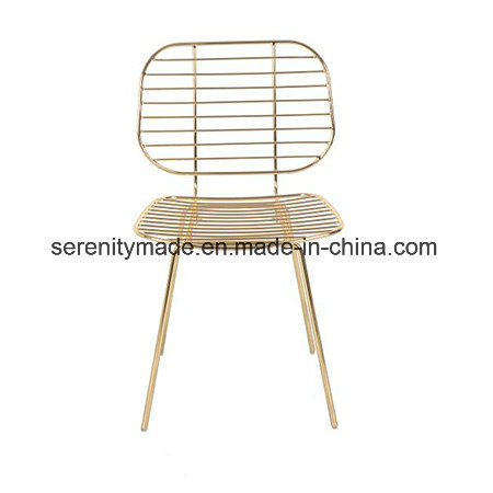 Zinc Coated Rose Gold Wire Metal Restaurant Dining Chairs
