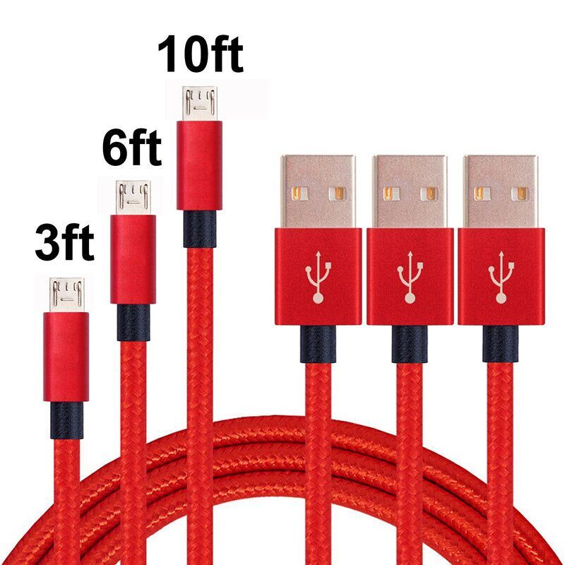 6FT Extra Long Micro USB to USB Cable Nylon Braided Charging Cable