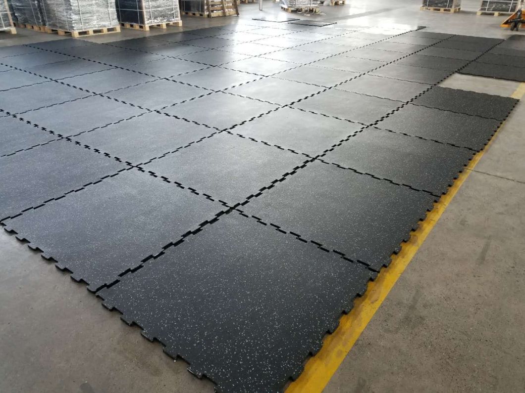 Factory Customized Anti Vibration Shock Absorber Colorful Square Gym Rubber Floor, Rubber Floor Roll, Interlock Rubber Tile