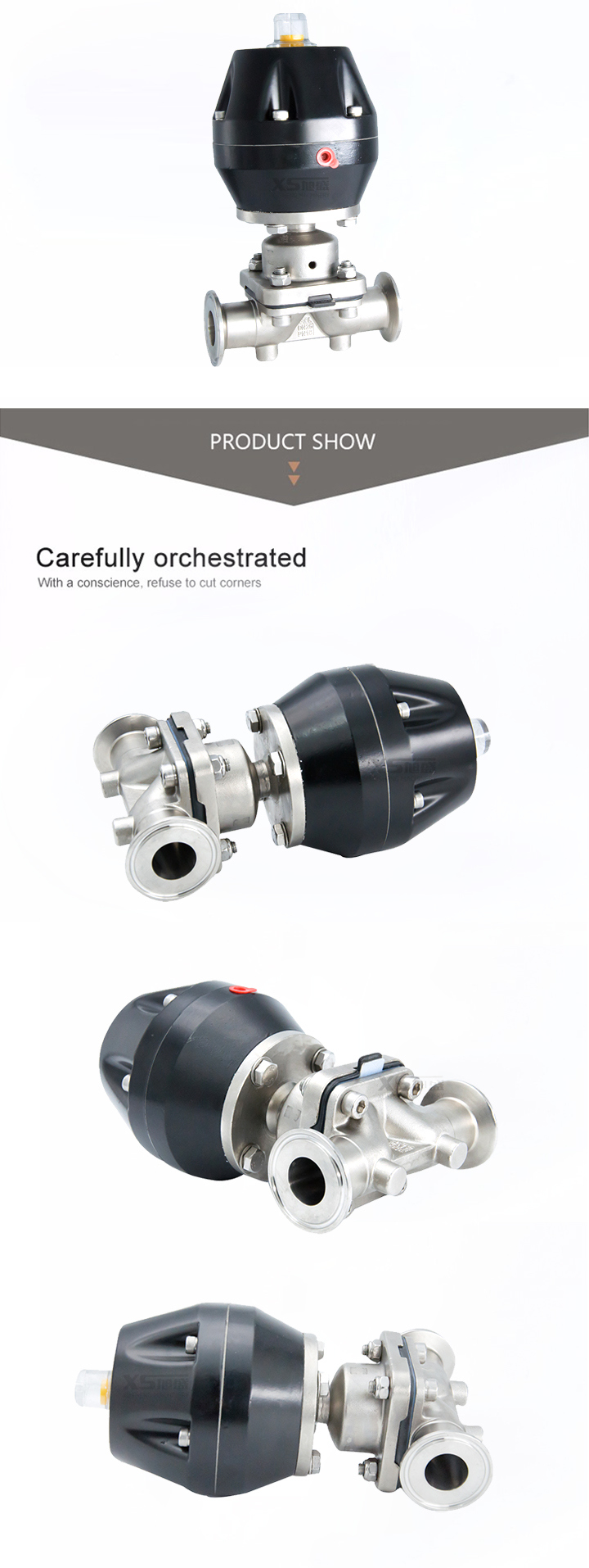 Stainless Steel Aseptic Pneumatic Diaphragm Valve with Clamping Connection