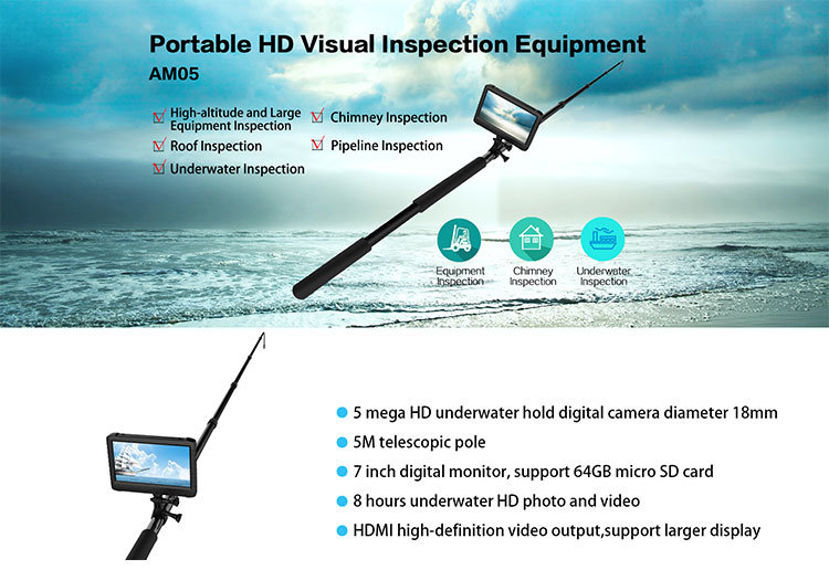 Factory Offer 5m Telescopic Pole 1080P Portable HD Vistual Inspection Equipment Â 