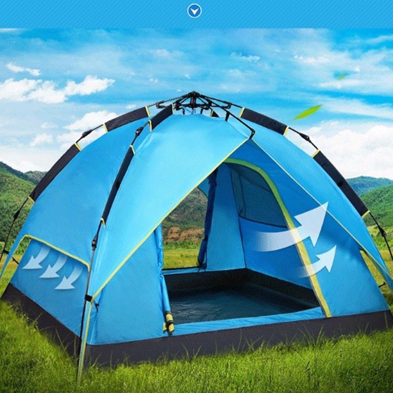 Auto-Tent Double Layer Dual Breathable Convertible Family Campingtent for 3-4 Person