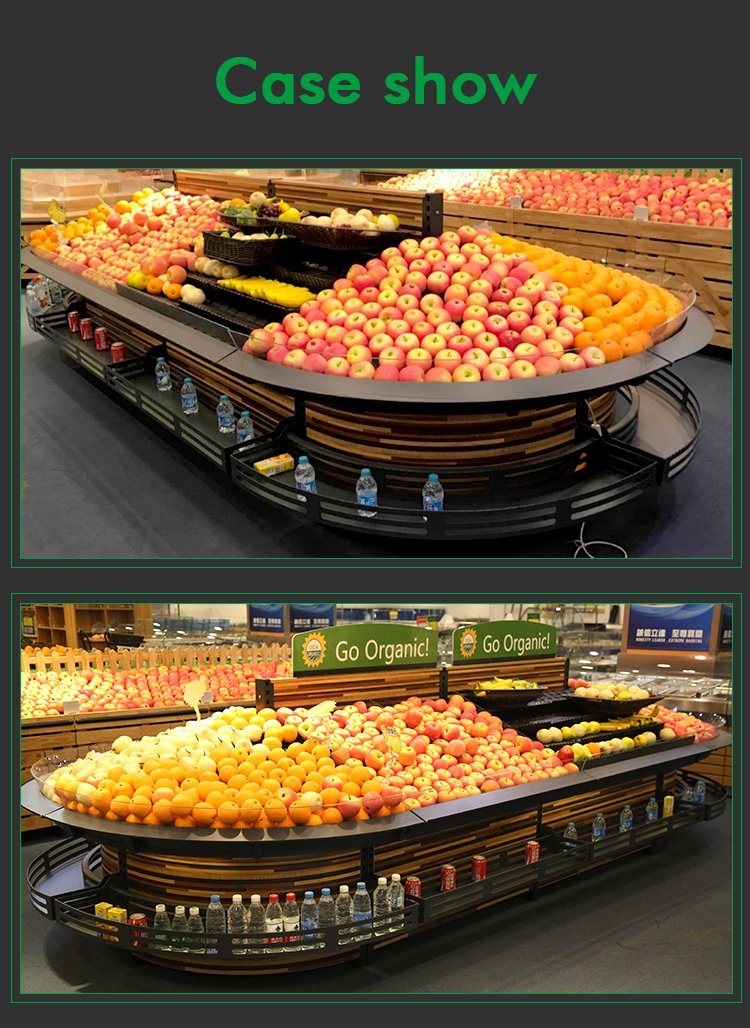 Wooden Supermarket Hypermarket Fruits Vegetables Display Racks