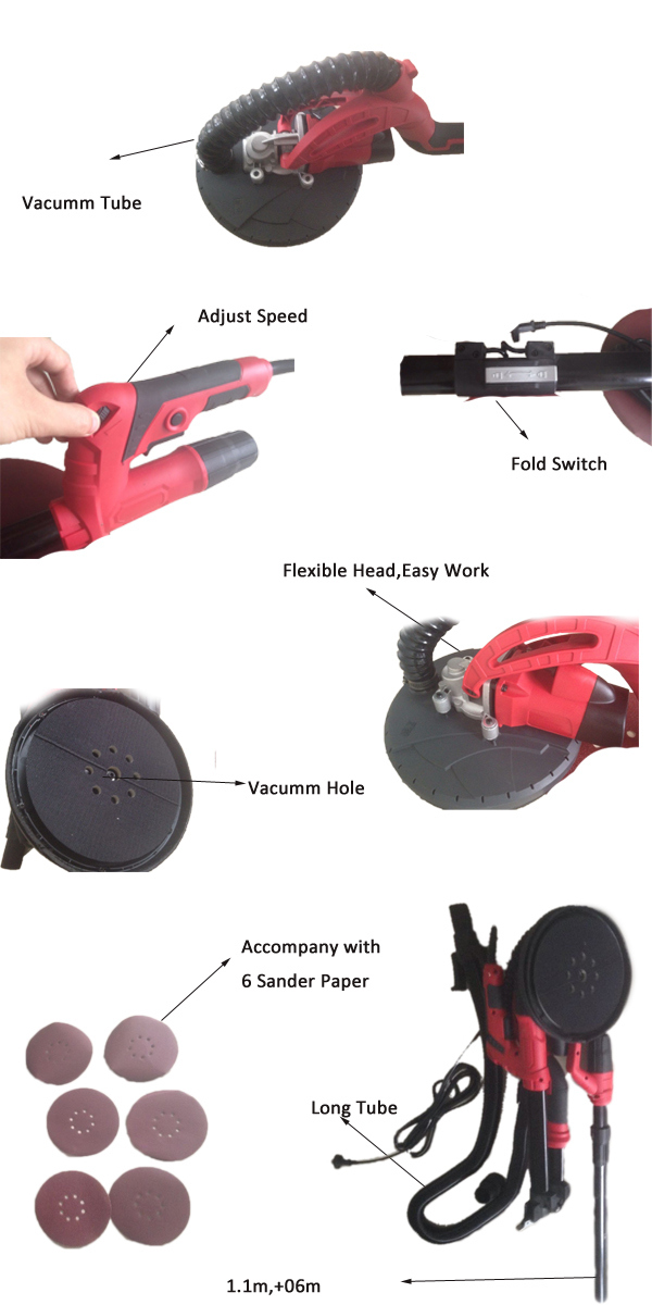 600W Electric Wall Sander Dry Wall and Ceiling Sander Foldable with Extention Tube