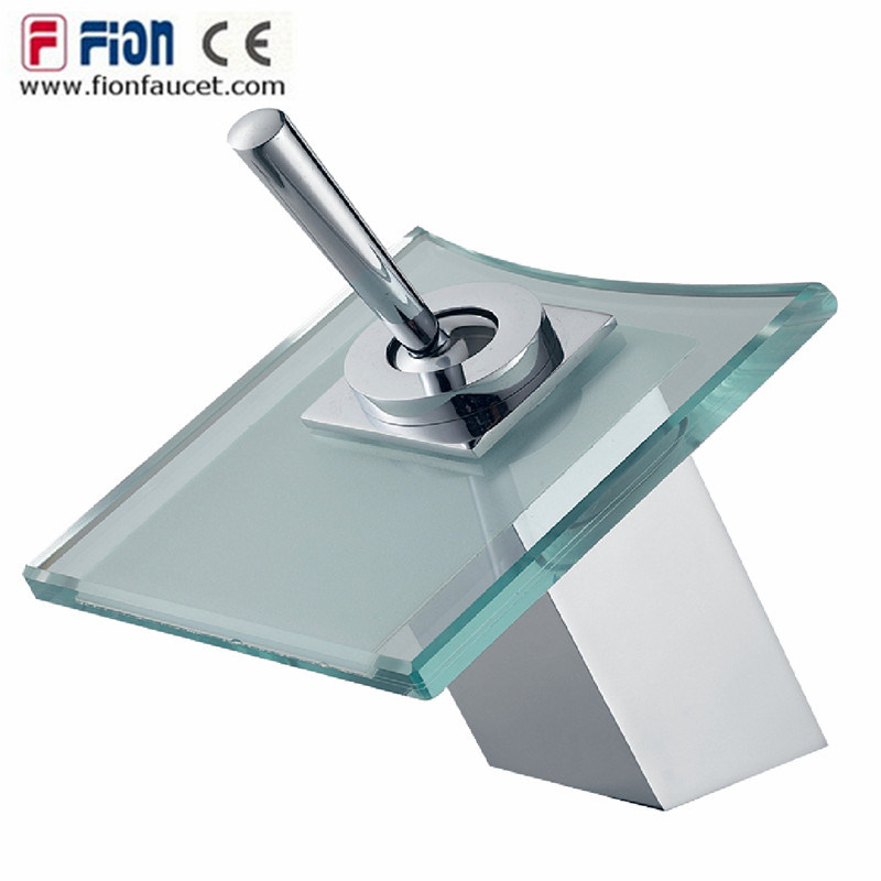 Single Handle Bathroom Glass Single Lever Waterfall Basin Mixer (F-9204)