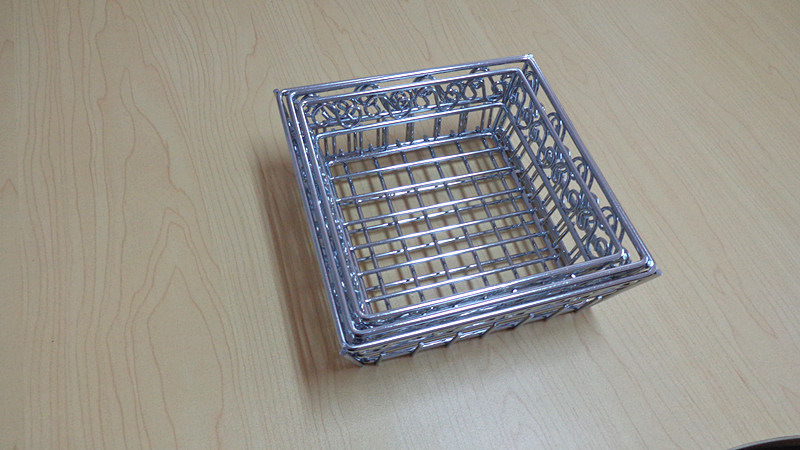 Three Overlapping Small Metal Storage Basket