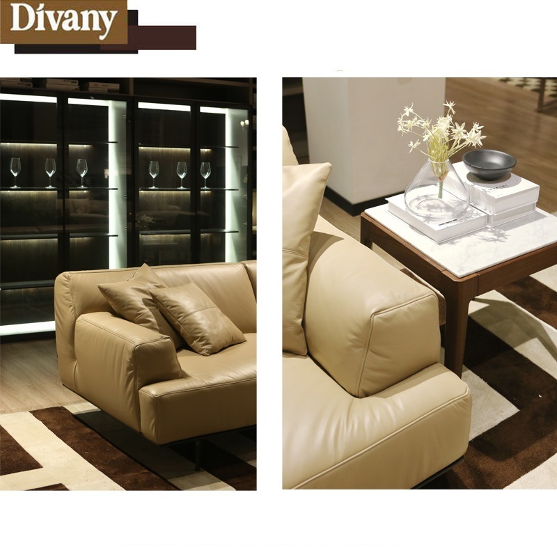 New Model Black Leather Office Sofa with Stainless Steel Base