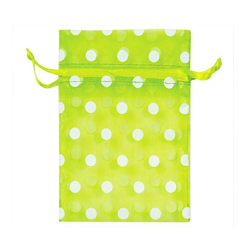 Polka Dots Gift Packaging Drawstring Organza Pouches Satin Ribbon Drawstring (COB-1133)