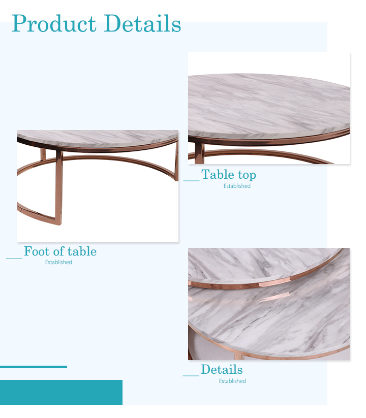 Marble Top+Stainless Steel Painting Rose Gold Color Dining Furniture