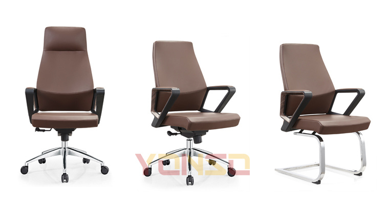Modern New High Back Visitor Base Leather Office Chair No Wheels
