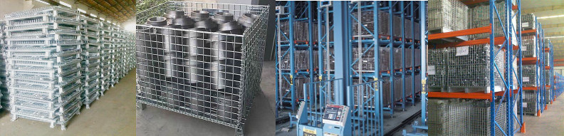 Movable Shelf Welded Wire Container/Foldable Mesh Box/Storage Cage