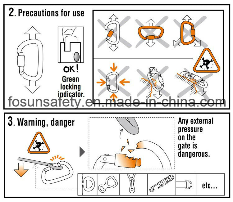 40kn Auto Locking D Carabiner for Rock Climbing Mountaineering