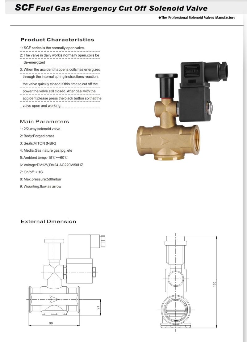 Solenoid Valve for Gas-Emergency Cut-off (SCF)