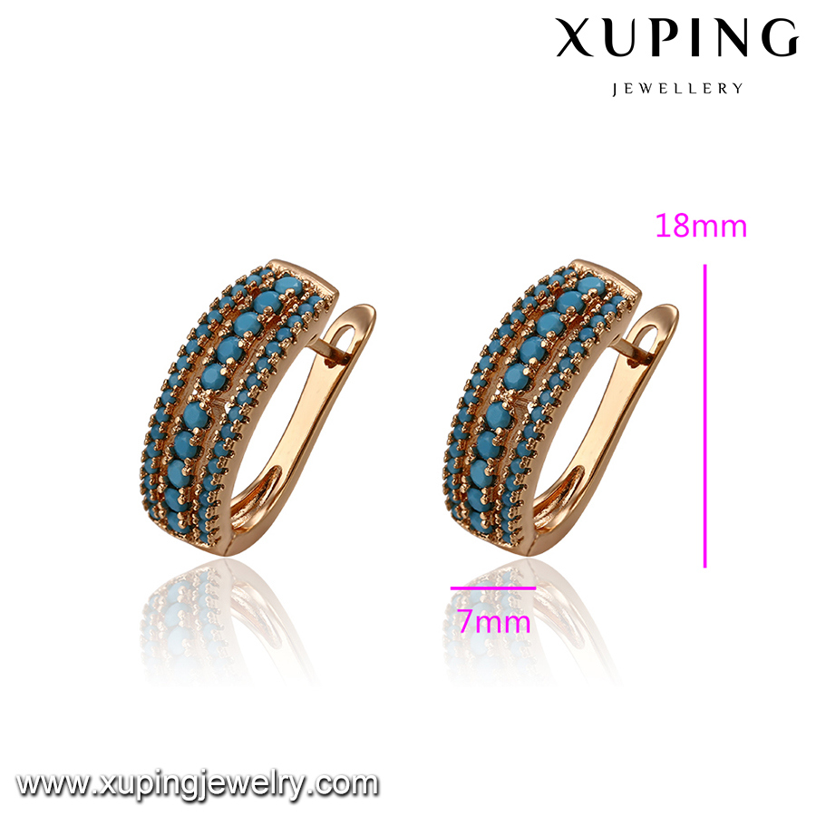 Xuping Fashion 18K Gold Color Hoop Women Turquoise Earring