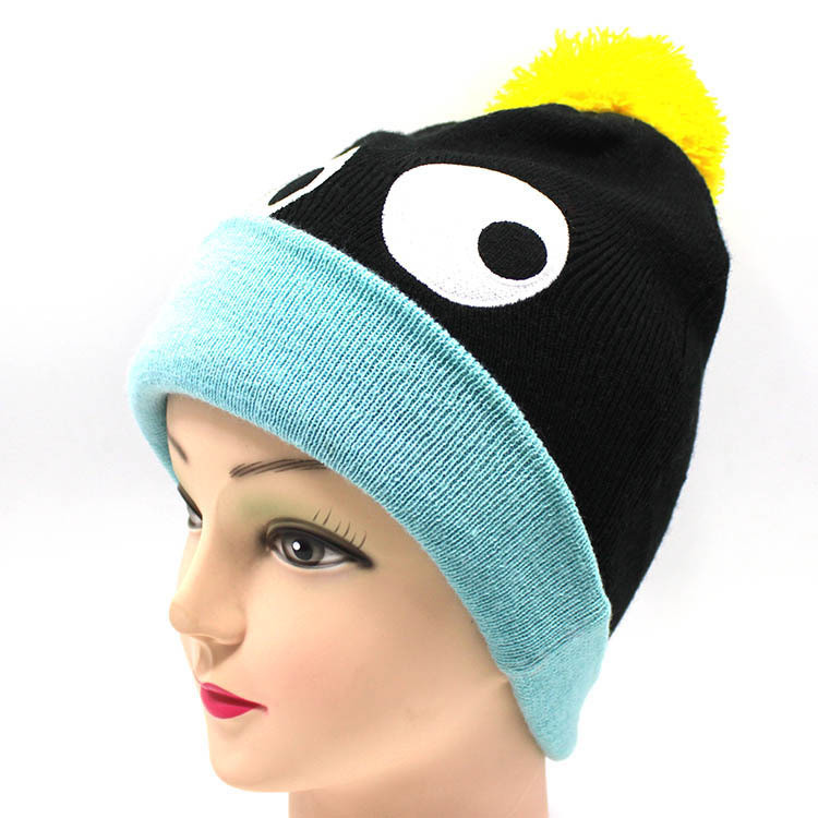 Custom Jacquard High Quality Funny POM POM Beanie