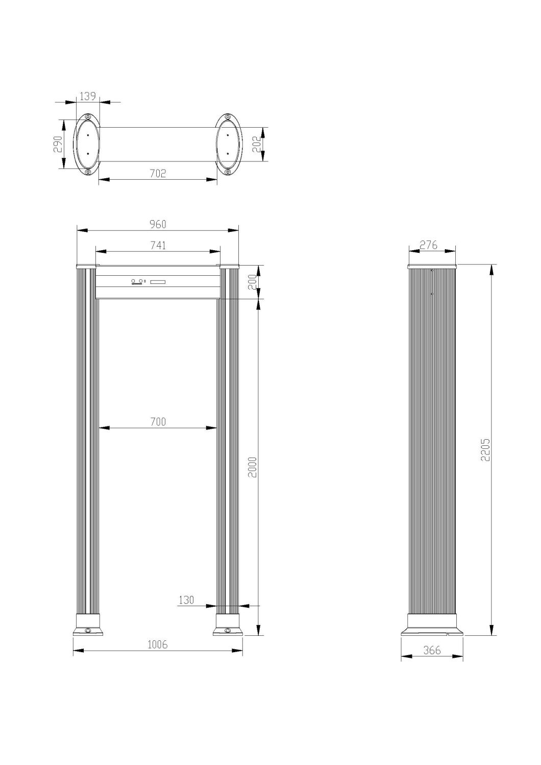 Elliptic Column Door Frame Security Walk Through Metal Detector