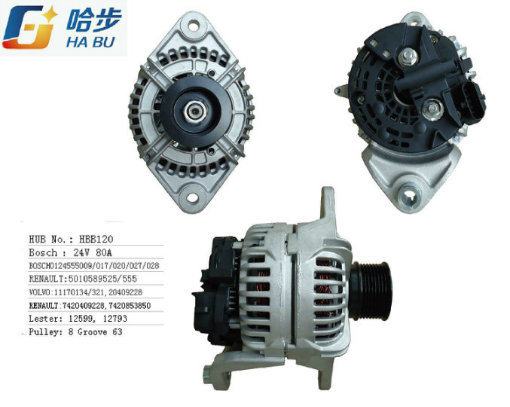 Car Alternator for Volvo 24V 80A 0124555009, 0-124-555-017