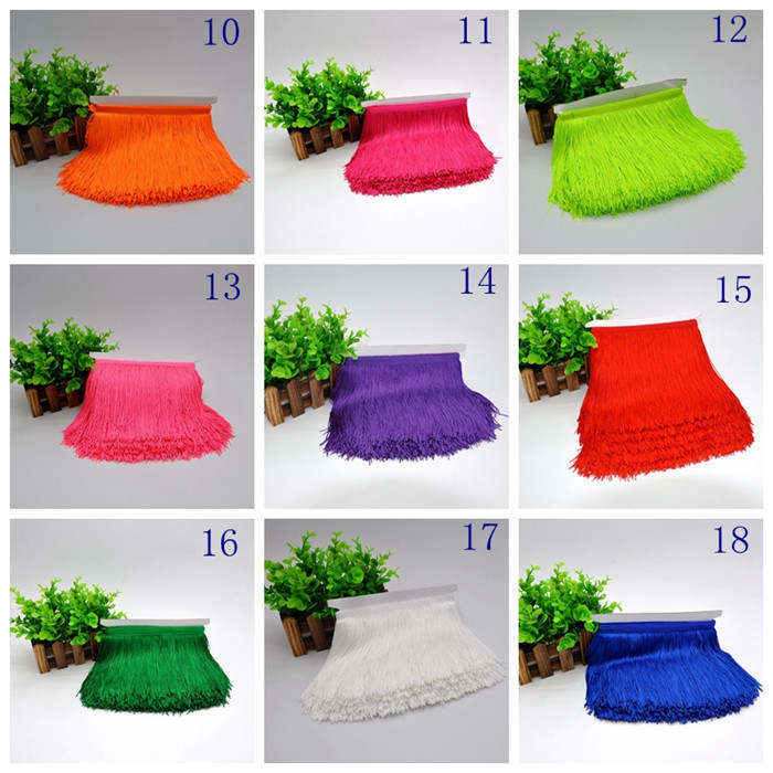 High Quality 30cm Polyester Fluorescence Color Chainette Fringe for Dance Dress