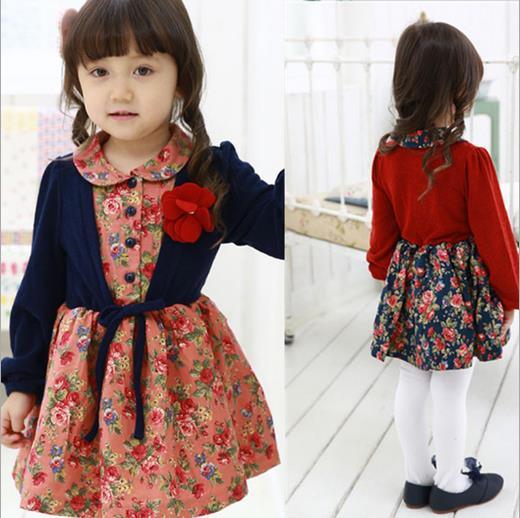 2015 Autumn Wholesale Lovely Layered Flower Dress for Kids Girl