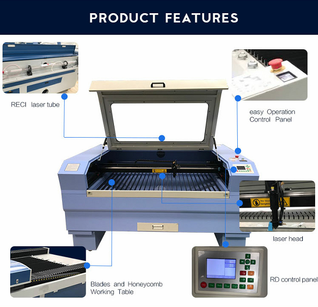 80W/100W/120W/150W CO2 Laser Cutter Auto Control Flatbed Tool CNC Laser Engraving Cutting Machine for Non-Metal/Leather/Acrylic/Wood/Fabric/MDF/Bamboo/Glass