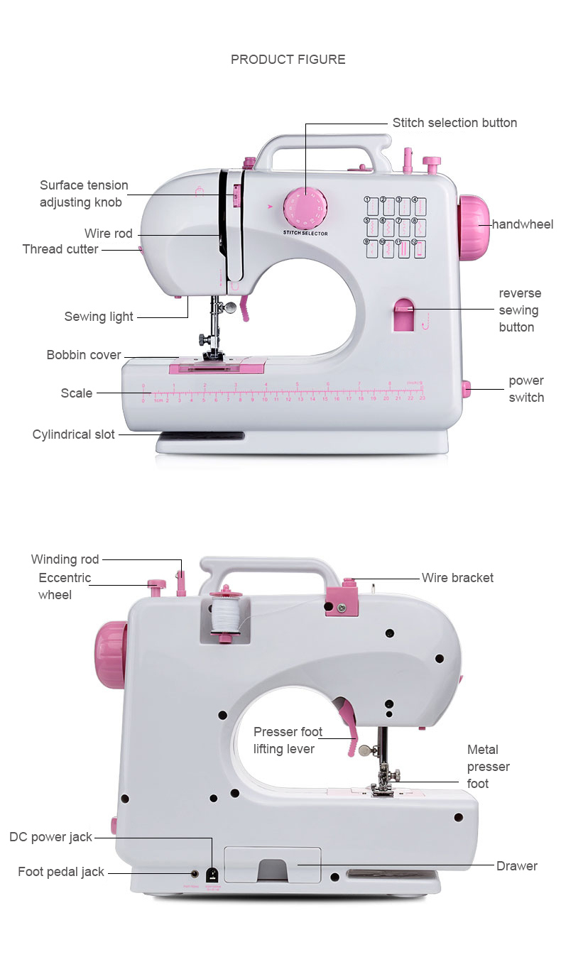 Built-in 12 Stitches Home Multi-Purpose Sewing Machine T-Shirt Sewing Machine (FHSM-506)