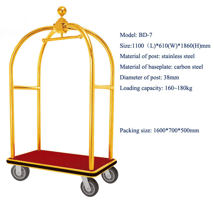 Stainless Steel Hotel Luggage Trolley for Sale