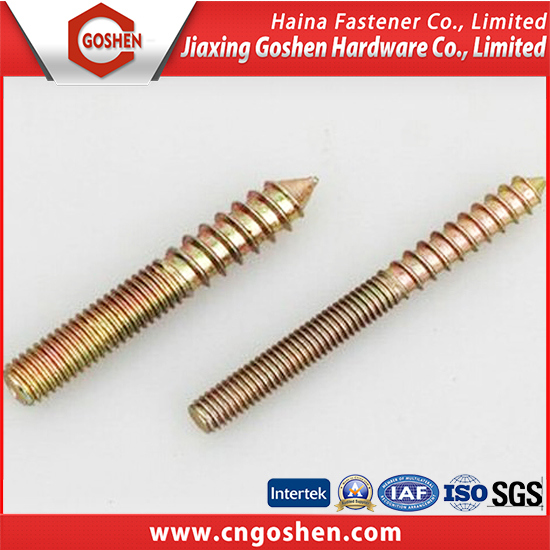 Color Zinc-Plated Double Threaded Stud Wood Screw