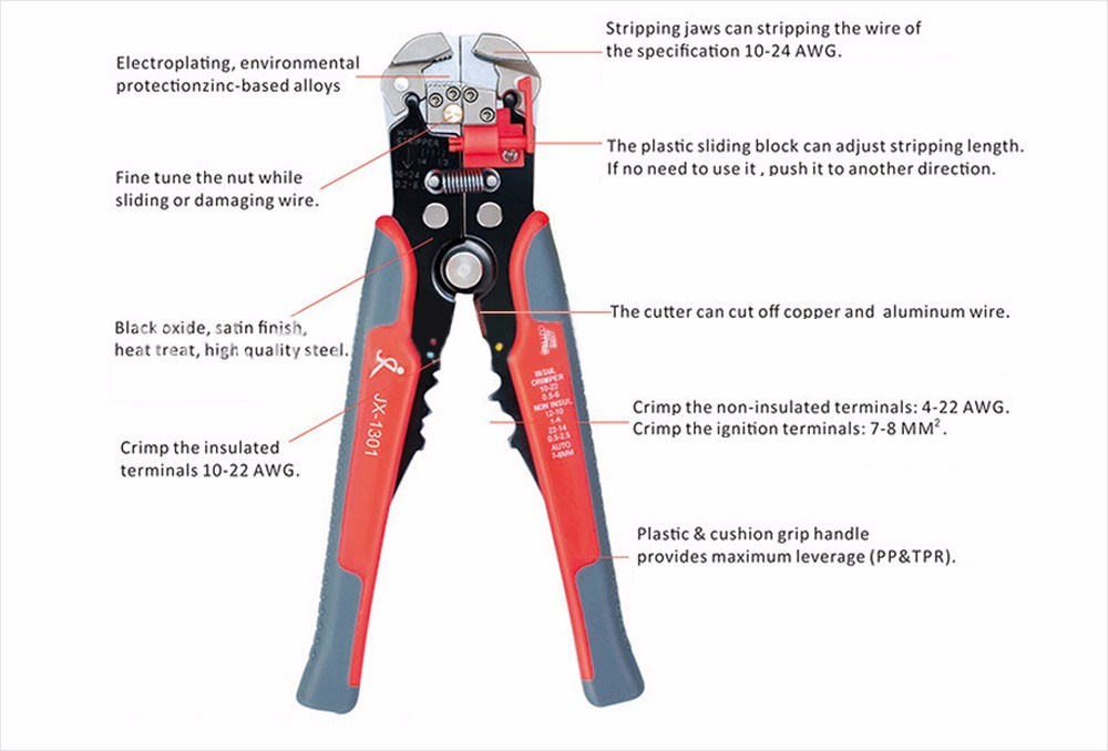 Cable Wire Stripper Cutter Crimper Automatic Multifunctional Tab Terminal Crimping Stripping Plier Tools