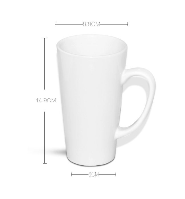 Tall Conical Shaped Porcelain Mug Custom Sublimation Press Travel Mugs