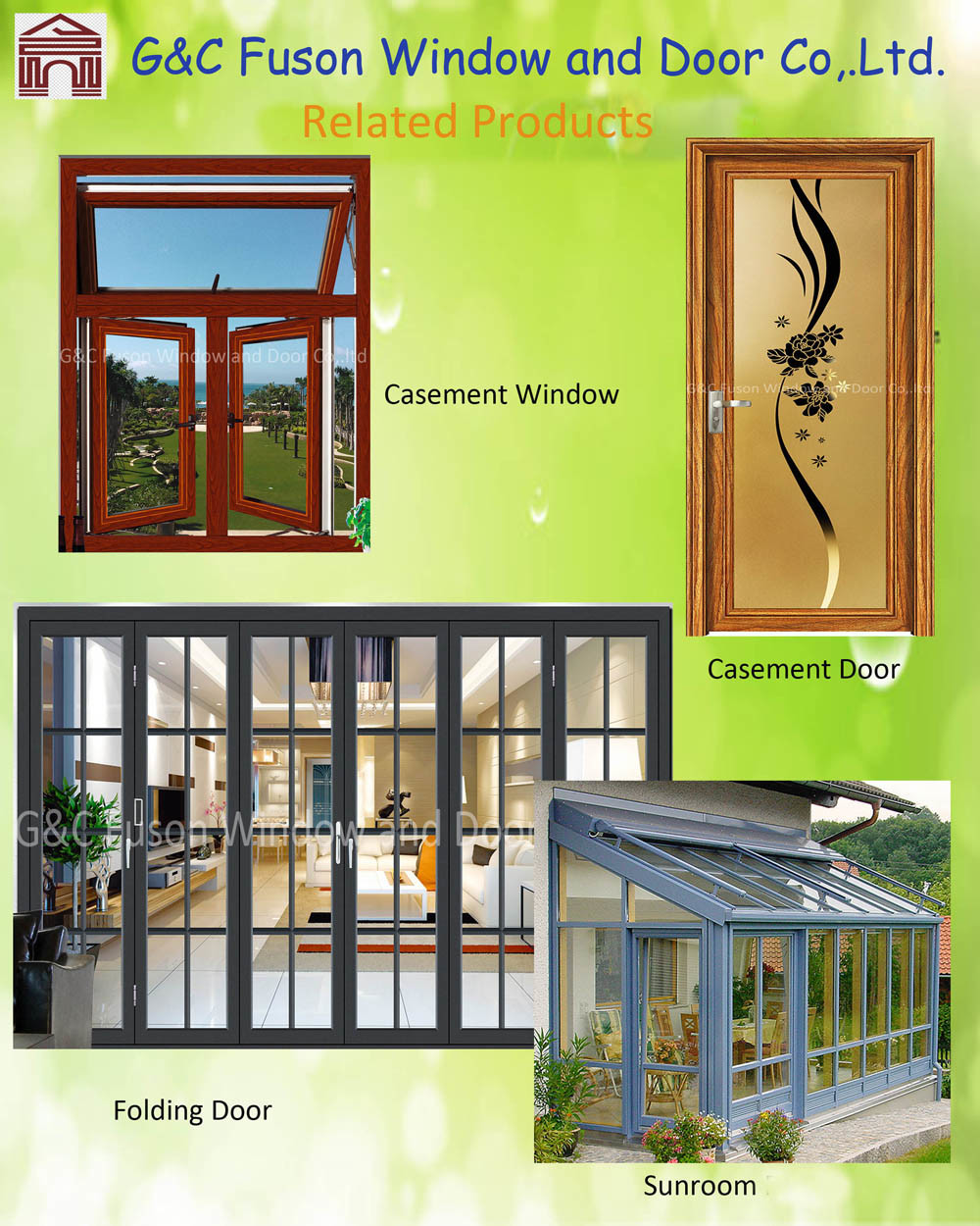 Powder Coated Double Tempered Glass Aluminum Sliding Doors