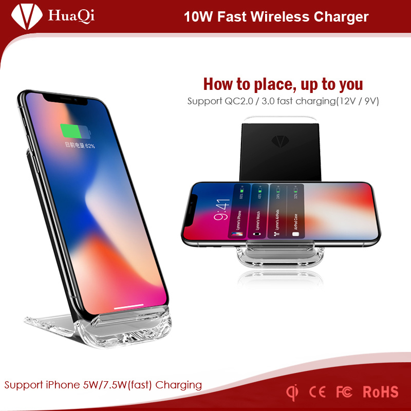 New Arrival 10W Handy Stand Quick Wireless Charger for iPhone/Samsung/Nokia/Motorola/Sony/Huawei/Xiaomi