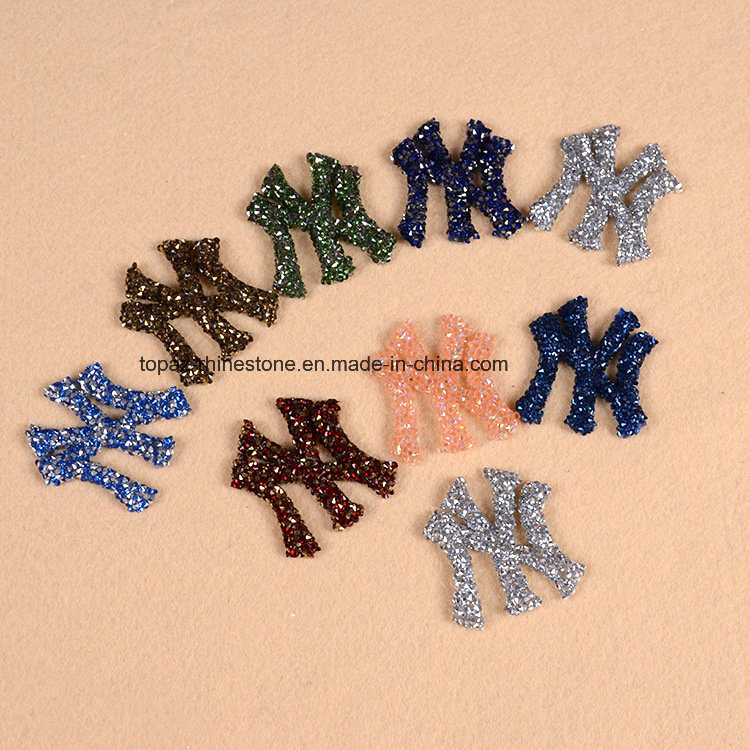 Hotfix Artificial Ny Patch with Sequin Glass Crystal Rhinestone Applique Patches for Clothing and Bags