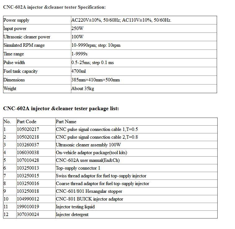 Launch 6-Cylinder CNC602A Ultrasonic Fuel Injector Cleaner Tester English Panel 220V/110V